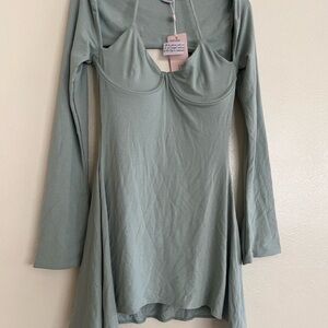 Oh Polly Mint Green Long Sleeve Dress